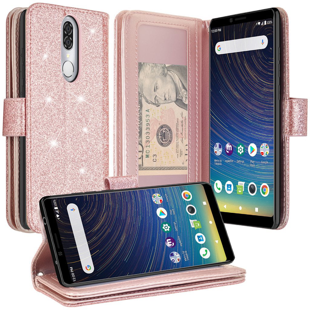Robinsoni Case Compatible with Sony Xperia XA2 Phone Case Wallet PU Leather Case Kickstand Notebook Cover Folio Flip Stand Book Style Case TPU Silicone Shockproof Marble Case Pink White Purple