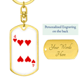 thumbnail image 3 of 4 of Hearts Gambler Stainless Steel or 18k Gold Premium Swivel Dog Tag Keychain, 3 of 16