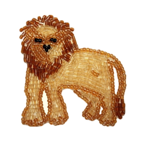 ID 8872B African Lion Patch Safari King Animal Craft Beaded Iron On Applique