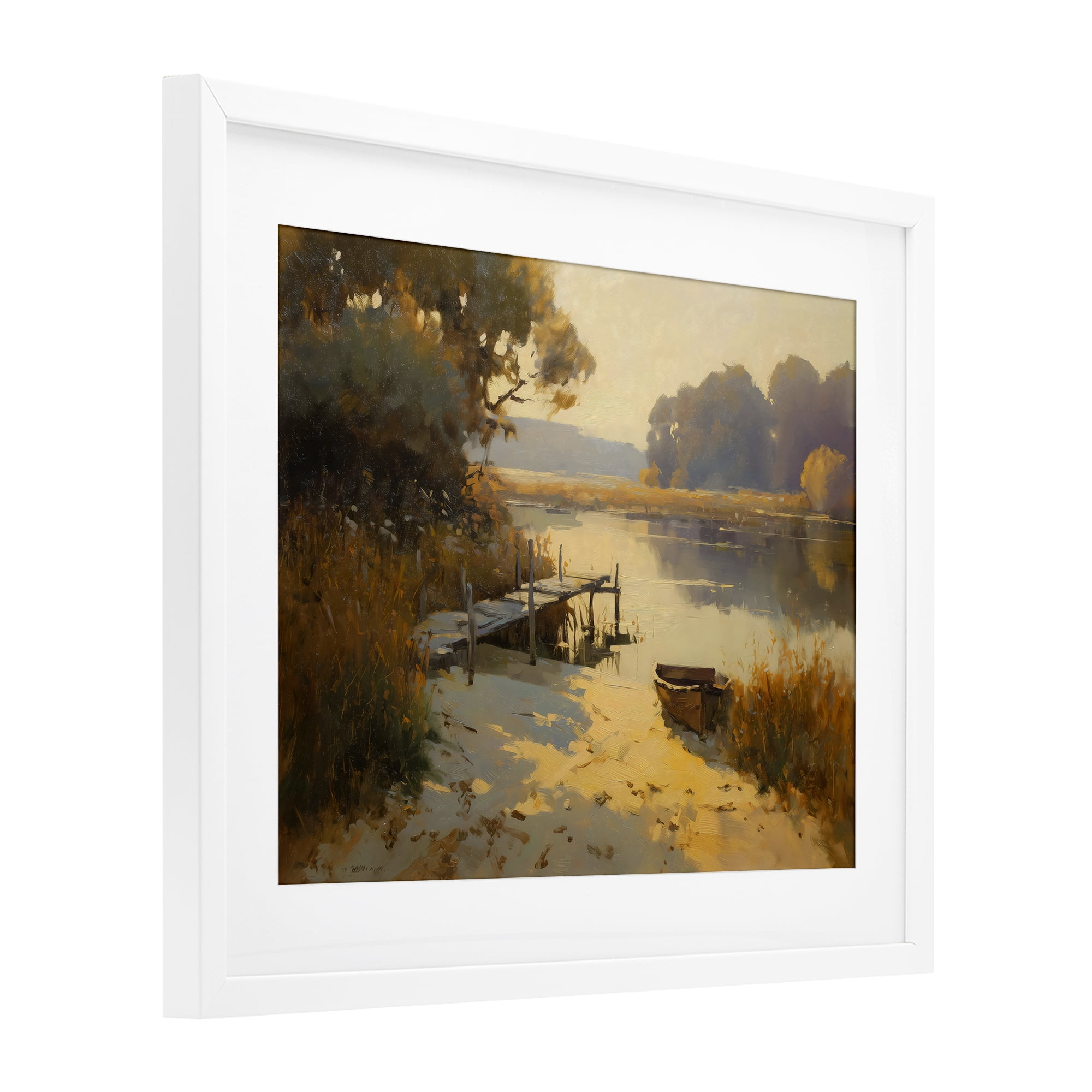 Golden Hour in Autumn White Framed Print Under Glass, design by Arlington Prints