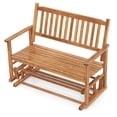 thumbnail image 1 of Gymax Patio Glider Loveseat Chair Swing Rocking Bench w/ Curved Backrest & Slatted Seat Natural, 1 of 6