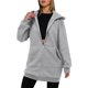 thumbnail image 3 of Sudadera con Capucha y Cremallera para Mujer, Estilo Oversize, de Forro , Larga, Informal, para Otoño, con Bolsillo Gris XXL, 3 of 9