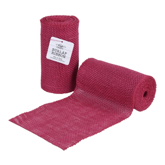 Love, Laugh, Craft Jute Burlap Roll Precut, Finished Edges, 6"W x 5-Yards, 740-20, Orchid Pink