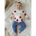 thumbnail image 4 of Miaouyo Baby Girls Birthday Knit Fall Sweater 9 12 18 Months Fashionable Strawberry and Letter Embroidery Crew Neck Long Sleeve Birthday Tops, 4 of 9