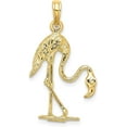 thumbnail image 3 of 14K Yellow Gold 3-D Textured Flamingo Charm - 28mm, 3 of 7