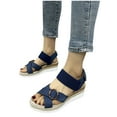 thumbnail image 4 of BONIXOOM Wedge Sandals for Women Clearance Fall Slip-On Wedge Casual Fashion Shoes for Women Blue Size 5.5, 4 of 7