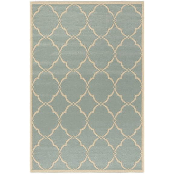 SAFAVIEH Beach House Nick Indoor/Outdoor Area Rug Aqua/Cream, 4' x 6'