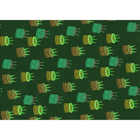 Ahgly Company Indoor Rectangle Patterned Dark Forest Green Area Rugs, 5' x 8'