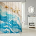 thumbnail image 2 of Erosebridal Dreamy Watercolor Beach Bathroom Curtain 72x84, Blue Sea Wave Bathroom Decor Waterproof, 2 of 5