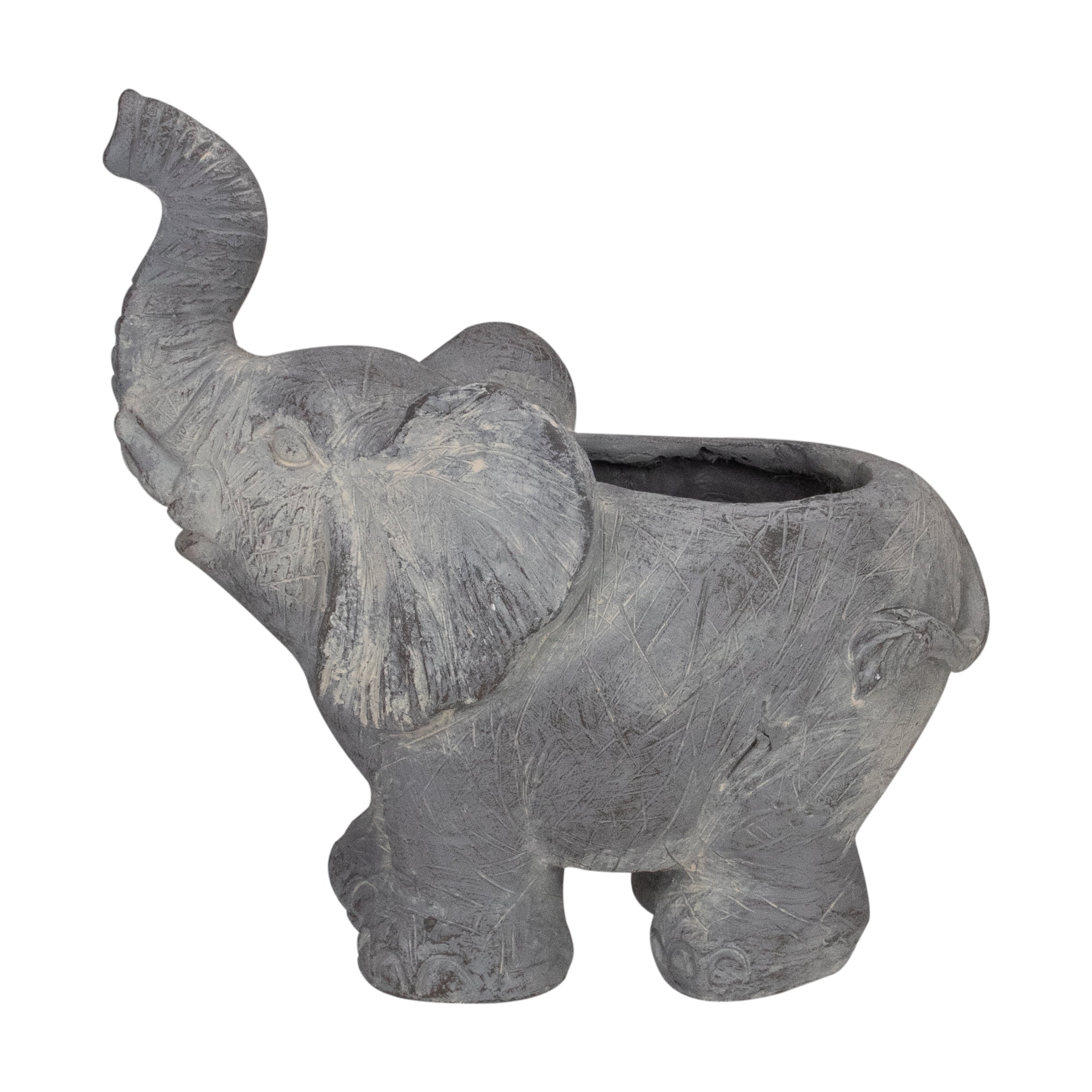 36" Gray Standing Elephant Outdoor Garden Planter