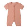 thumbnail image 1 of Summer Baby Girls Rompers Solid Zipper Sleeper Jumpsuit Short Sleeve Onesie Outfits Rose Gold Infant To Big Kid, 1 of 3