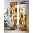 thumbnail image 4 of Sunflower Autumn Sheer Curtains 84 inches Long, Fall Butterfly Linen Plaid Thanksgiving Light Filtering Sheer Window Curtains Rod Pocket Voile Drapes for Bedroom Living Room, 52"W x 84"L 2 Panels, 4 of 7