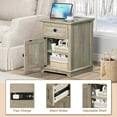 thumbnail image 4 of End Table with Charging Station, 18" Side Table with Drawer, Bedside Table Living Room, 24" Tall Nightstand with Drawer for Bedroom, Light Grey., 4 of 8