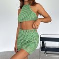 thumbnail image 1 of Conjunto De Ropa Conjunto de 2 piezas con cuello halter y minifalda tejida para mujer (verde L) Cgtredaw Para estrenar, 1 of 1