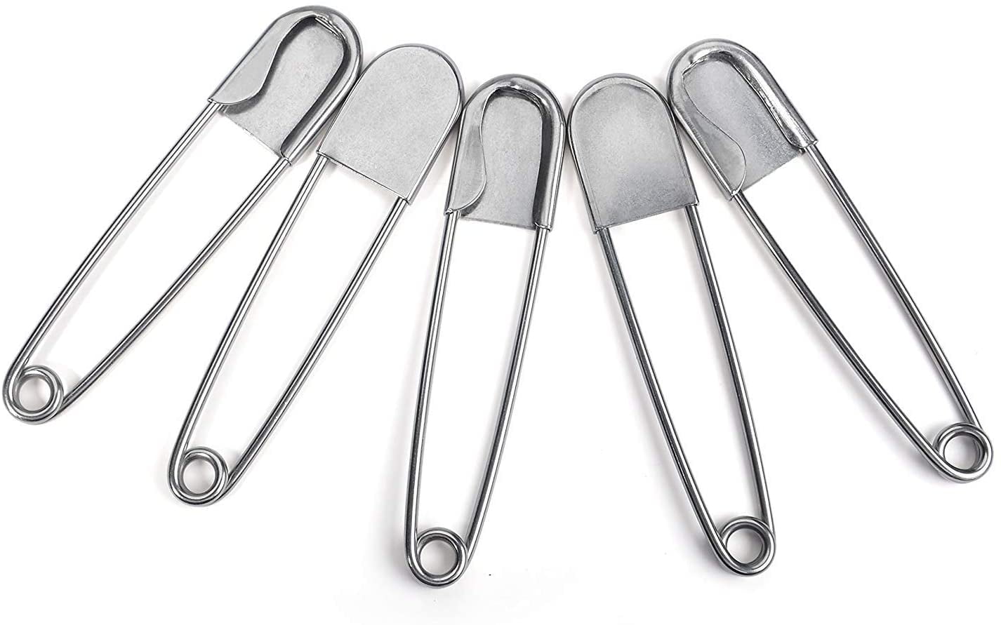 Tool Gadget 10 Pcs 5 Super Large Safety Pins Stainless Steel, Silver Huge Pins