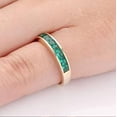 thumbnail image 3 of Emerald Wedding Band Ring Half Eternity Matching Stacking Promise Ring 925 Sterling Silver Yellow Gold Plated Gemstone Jewelry For Women Gift, 3 of 5