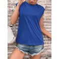 thumbnail image 5 of Inadays Womens Summer Tops 2023 Crew Neck T Shirts Cap Sleeve Blouses Summer Solid Color Basic Tops Casual Loose Fitting Tee, Blue, S, 5 of 8