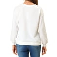 thumbnail image 3 of INSPIRE CHIC Women's Sequin Shiny Star Crew Neck Party Long Sleeve Sweatshirt Top White M, 3 of 6