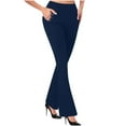 thumbnail image 3 of Pxkloy High Waisted Dress Pants for Women Tall Bootcut Pull On Work Slacks for Women 28"/29.5"/31.5" Comfort Stretch Casual Trousers Navy,L, 3 of 7