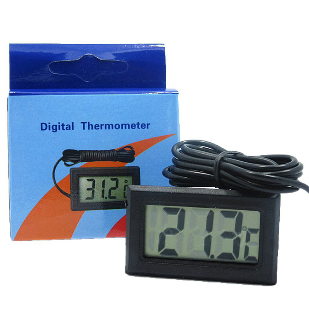 LCD Digital Thermometer with Battery Freezer Mini Thermometer Indoor Outdoor Electronic Thermometer with Sensor Jasnyfall Black 