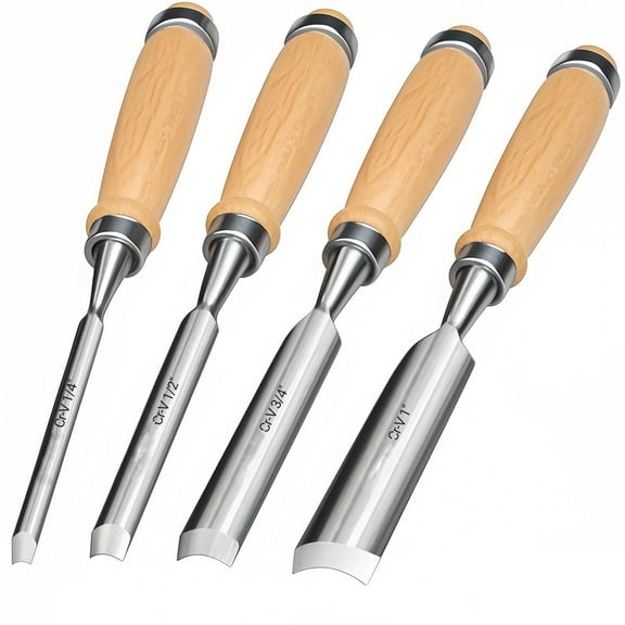 4 Pcs Semicircle Chisel Set Carpenter Gouge Chrome Vanadium Steel Semi-Circular Cr-V Woodworking Carving Chisels