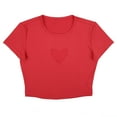 thumbnail image 6 of HDE Women's Heart Cut Out Crop Top Short Sleeve T Shirt Red - M, 6 of 6