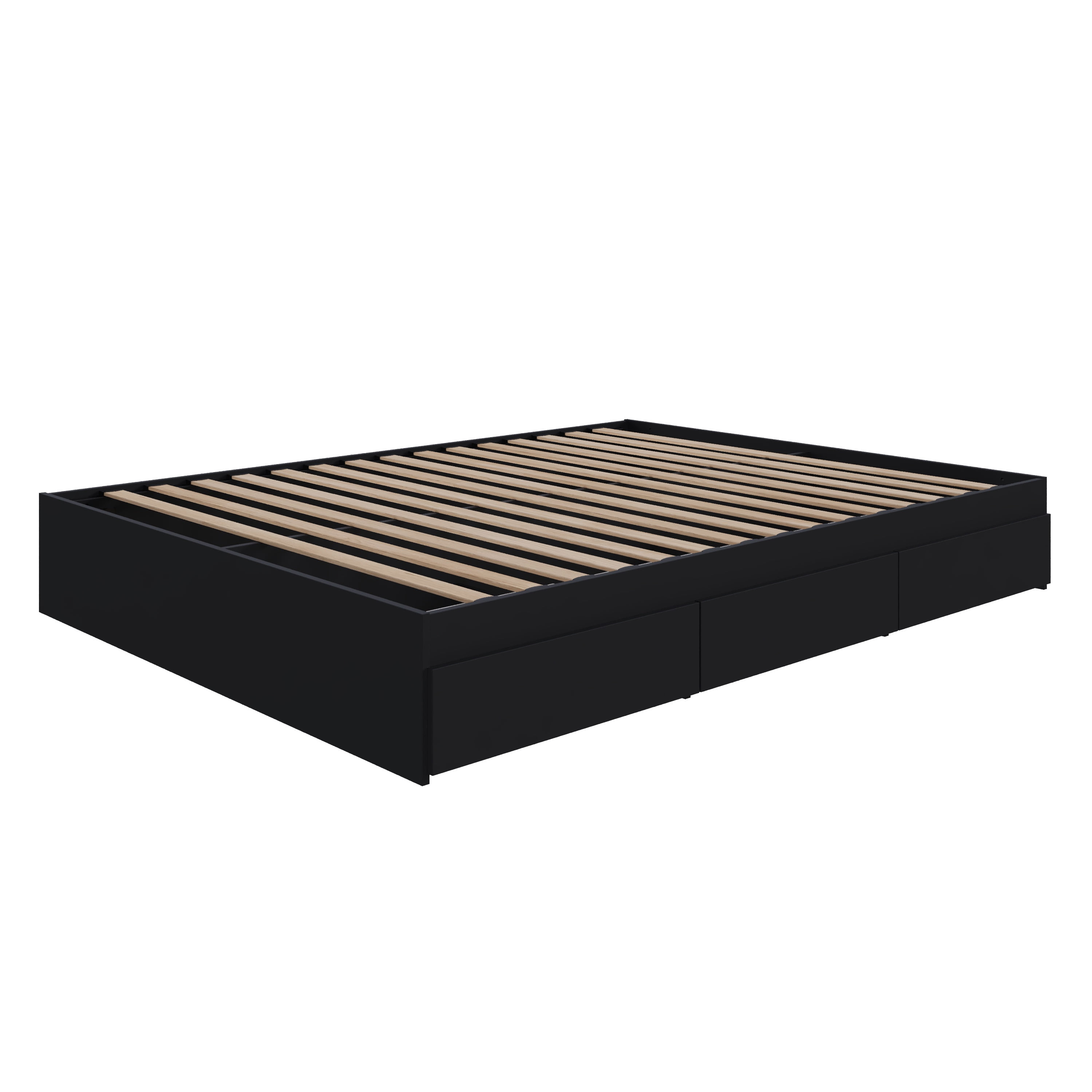 Nexera Full Size Storage Wood Bed Frame with 3 Drawers, Black