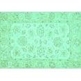 thumbnail image 1 of Ahgly Company Machine Washable Indoor Rectangle Oriental Turquoise Blue Traditional Area Rugs, 6' x 9', 1 of 4