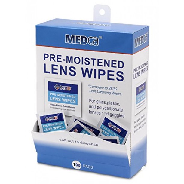 MEDca Lens Cleaning Wipes Towelette Dispenser PreMoistened (100