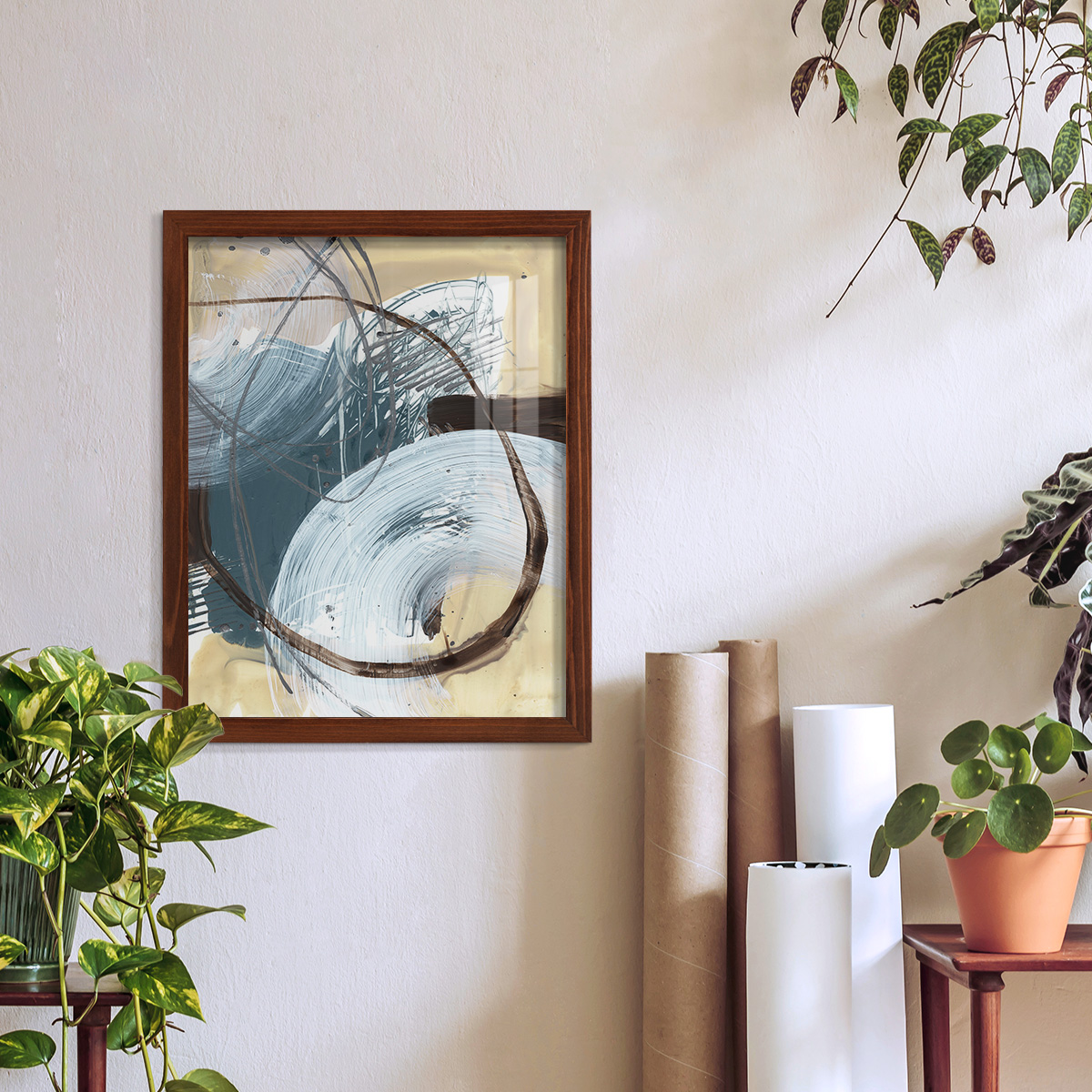 Winding Around I - Framed Print w/glass - Chestnut
