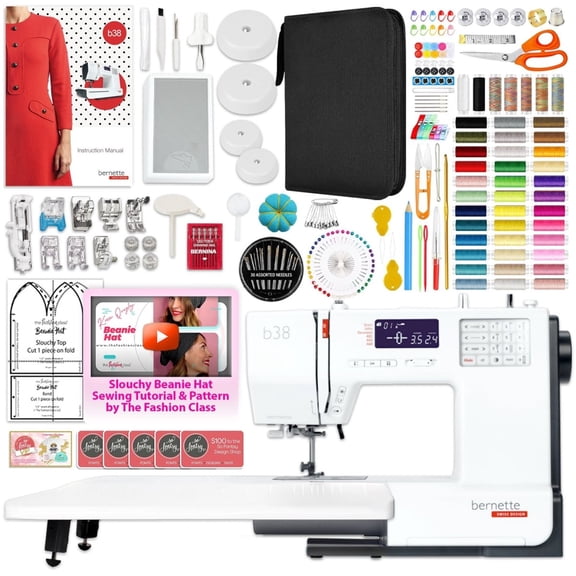Bernette B38 Top End Sewing Machine Bundle with 250 Accessories