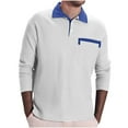 thumbnail image 2 of asjyhkr Plus Size Mens Undershirts Button down Crew Neck Long Sleeve Pullover Casual Golf Work Business Tops with Pocket,S-5XL, 2 of 6