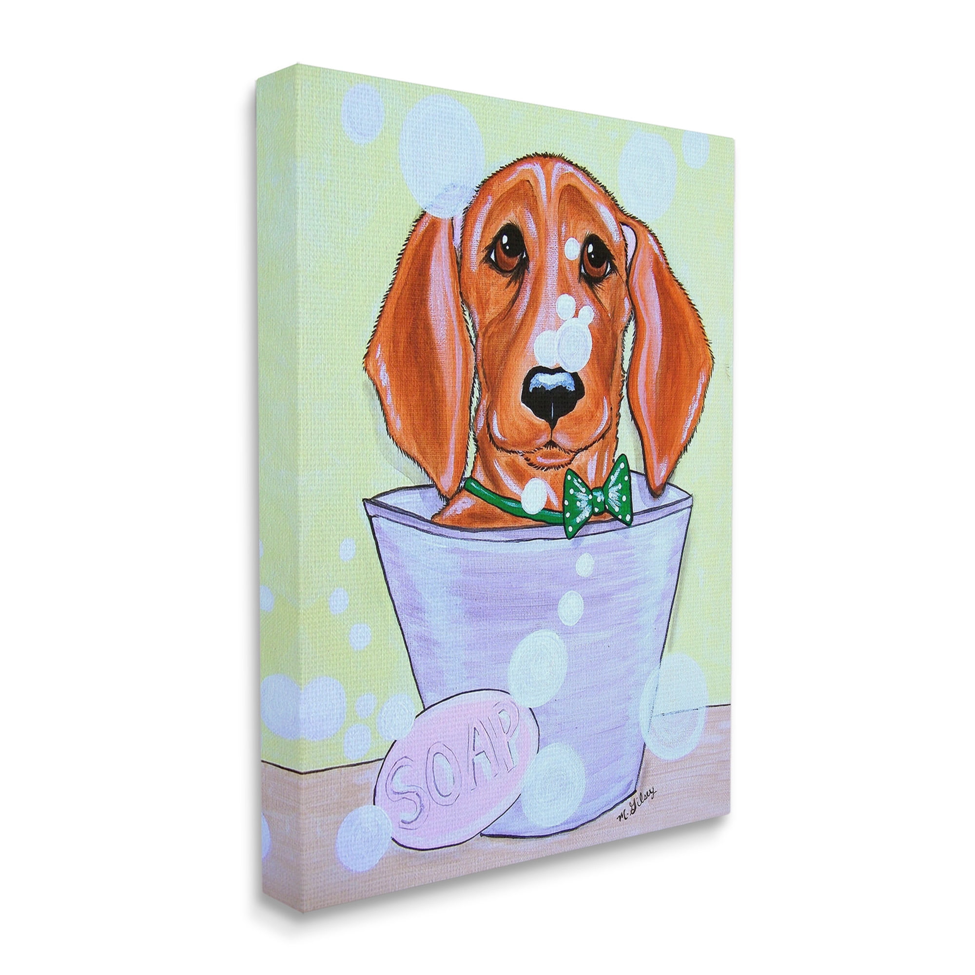 Stupell Industries Puppy with Soap Bubbles Animals & Insects Painting Gallery Wrapped Canvas Art Print Wall Art, 24 x 30