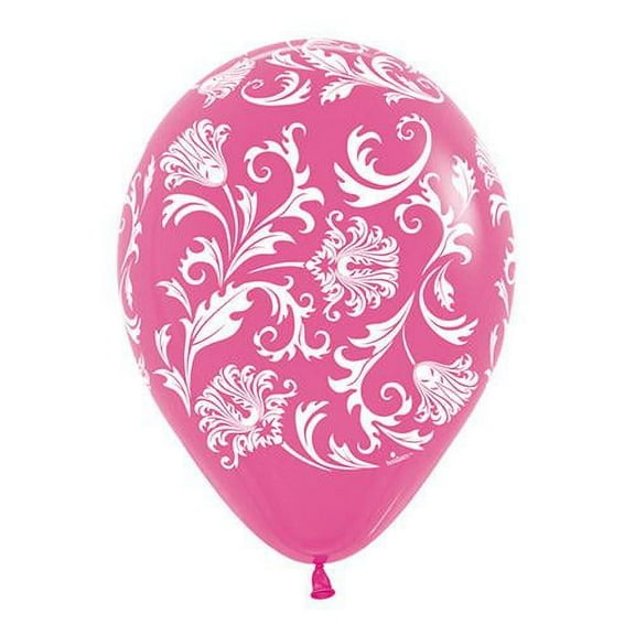 LOONBALLOON Bachelorette Balloons, 11″ DAMASK - FUCHSIA