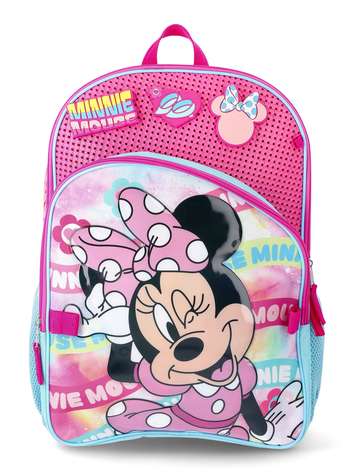 Disney Minnie Mouse Girls Customizable Charm 17" 6-Piece Backpack Set, Pink