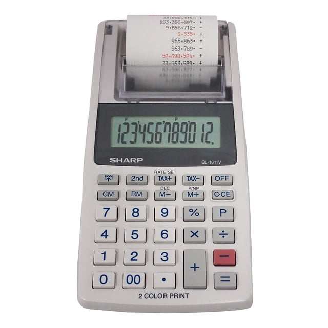 Calculadora de impresión Sharp EL-1611V Pantalla LCD de 12 dígitos