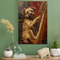 thumbnail image 2 of Border Terrier Cute Dog Harp Stretched Canvas Size 8x12 – Retro Border Terrier Dog Batter in Action With Harp for Themed Living Room, 2 of 5