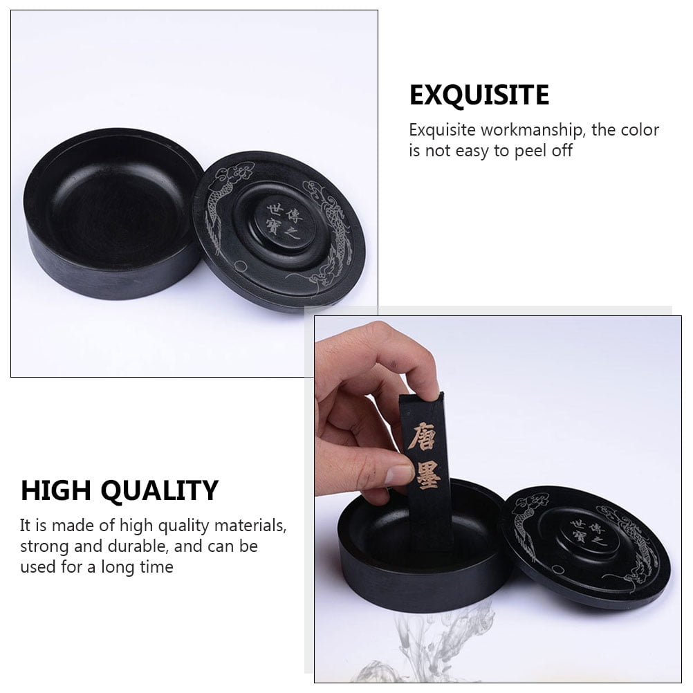 unbranded 2 pcs Calligraphy Inkstones Useful Ink Stones Painting Inkslabs with Cover (Black)