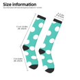 thumbnail image 2 of Gaeub Teal Turquoise And White Polka Dot Printed Design Socks Stretchy High Tube Socks for Men Women Teens , Softball Soccer Socks for Hiking, Sport, 2 of 6