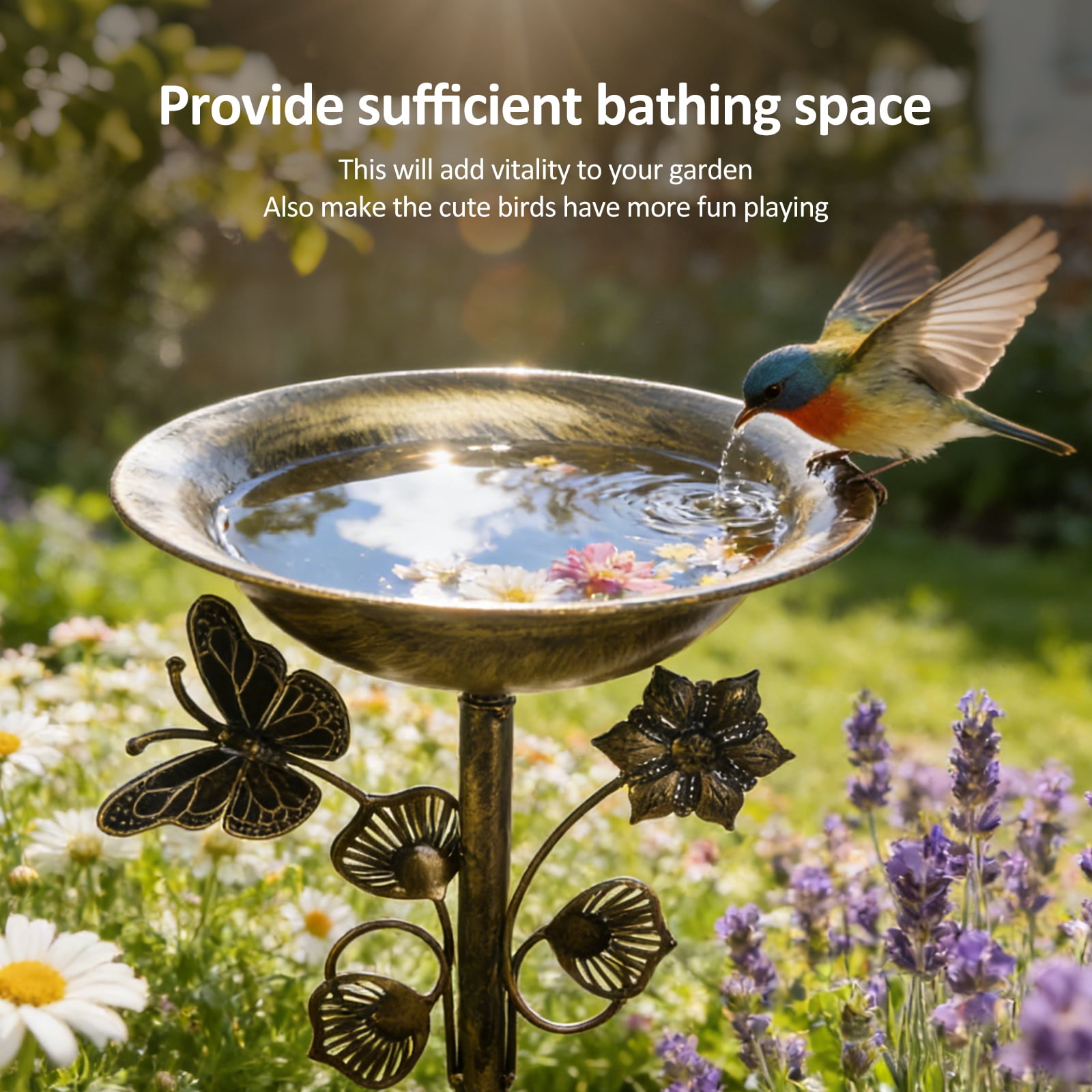 29 inch Metal Bird Bath for Outdoor - Garden Bird Bath with Removable Bowl Heavy-Duty Base Birdbath Feeder Rust-Proof Birdbaths for Garden Yard Lawn Decor Easy to Install