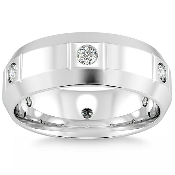 Pompeii Mens 3/4ct Comfort Fit 14K White Gold Diamond Wedding Band Ring (G/H,SI)