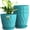 Blue, variant on 8 Inch Wave Plant Pots with Drainage Holes & Saucers, 4 Pack Modern Textured Medium Planters for Indoor Outdoor Plants, Decorative Flower Pots Set for Flowers, Herbs (Multicolor)