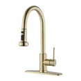 thumbnail image 4 of INCLAKE Kitchen Faucet with Pull Out Sprayer,Modern Stainless Steel Single Handle Pull Down Kitchen Sink Faucet with Deck Plate,High Arc 360 Degrees Swivel Kitchen Faucets for Kitchen,Brushed Gold, 4 of 6