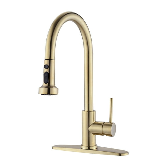 CoSoTower Stainless Steel Pull Down Kitchen Faucet with Sprayer Brushed Gold