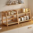thumbnail image 5 of 2 Layer Multipurpose Durable Bamboo Storage Shelf Countertop Organizer Kitchen Rack Wooden Storage Shelf L, 5 of 8