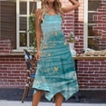 thumbnail image 4 of Itsame Women's Summer Dress, Sleeveless Fashion Prints Casual Ruffle Beach Dress Blue, 4 of 5