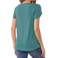 thumbnail image 3 of MOYIKO Women Short Sleeve Tops Casual Solid Plain Basic Tshirt Petal Sleeve Pleated Light Green Summer Tee Clothes Size S, 3 of 7