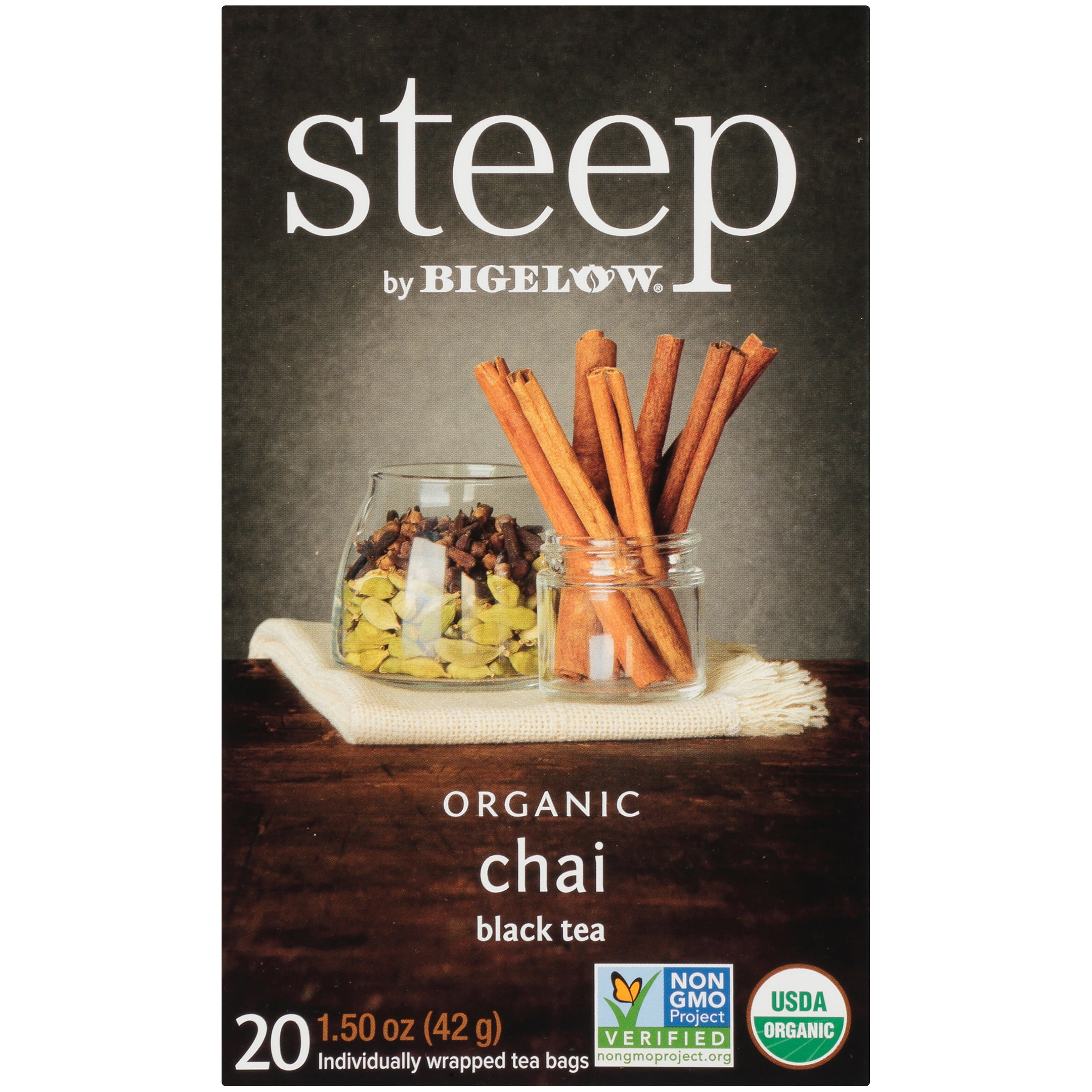 Steep by Bigelow Chai, Organic Black Tea Bags, 20 Count