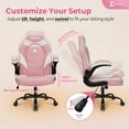 thumbnail image 6 of CELTOSS  Pink Gaming Chair, Flip-up Armrest Computer Chair Ergonomic Office Chair PU Leather Desk Chair Executive Adjustable Swivel Task Chair, 6 of 11