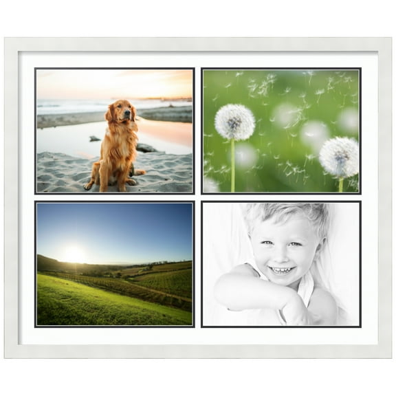 ArtToFrames Collage Photo Picture Frame with 4 - 11x14" Openings, Framed in White with Super White and Black Mats (CDM-3966-3)